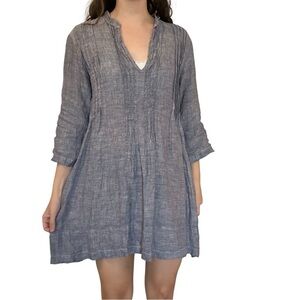 CP Shades Mini Dress Tunic Linen Summer Blue Oversized Casual Boxy Size Small